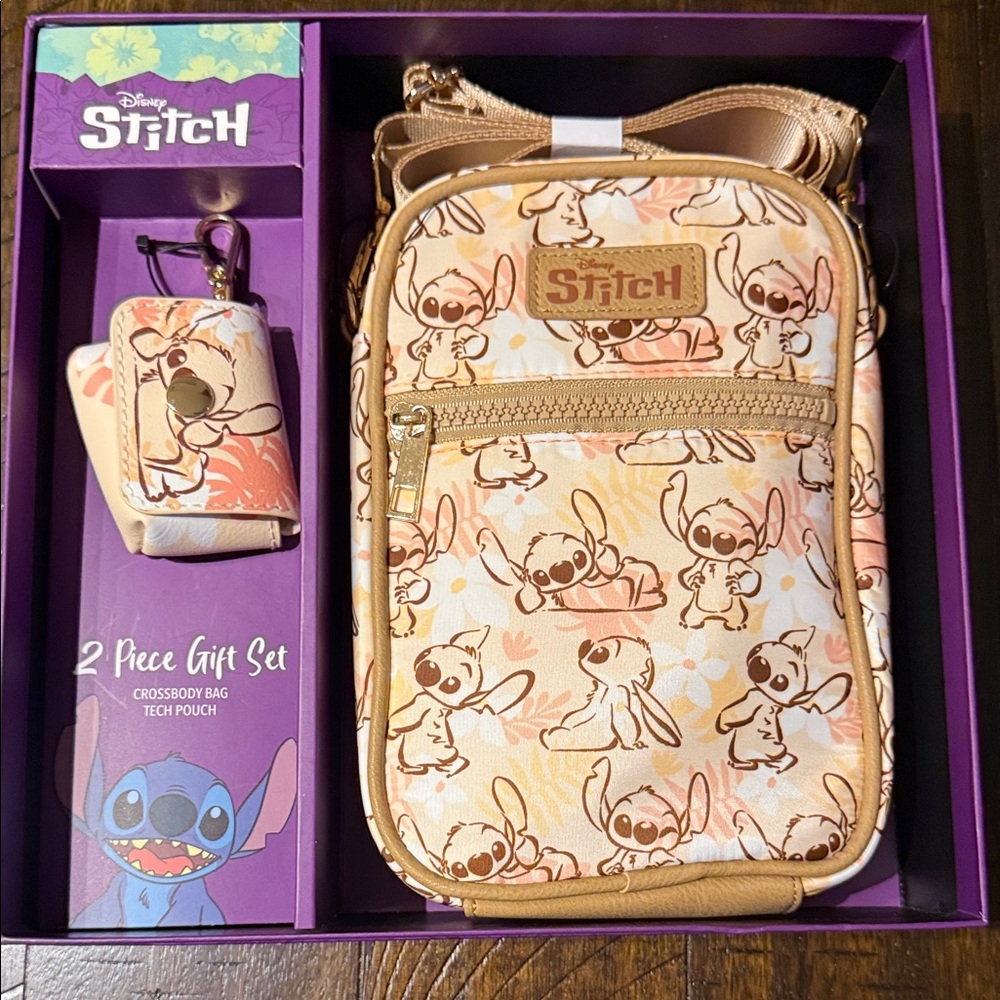 Disney Stitch Small Purse Set - Tan and Cream